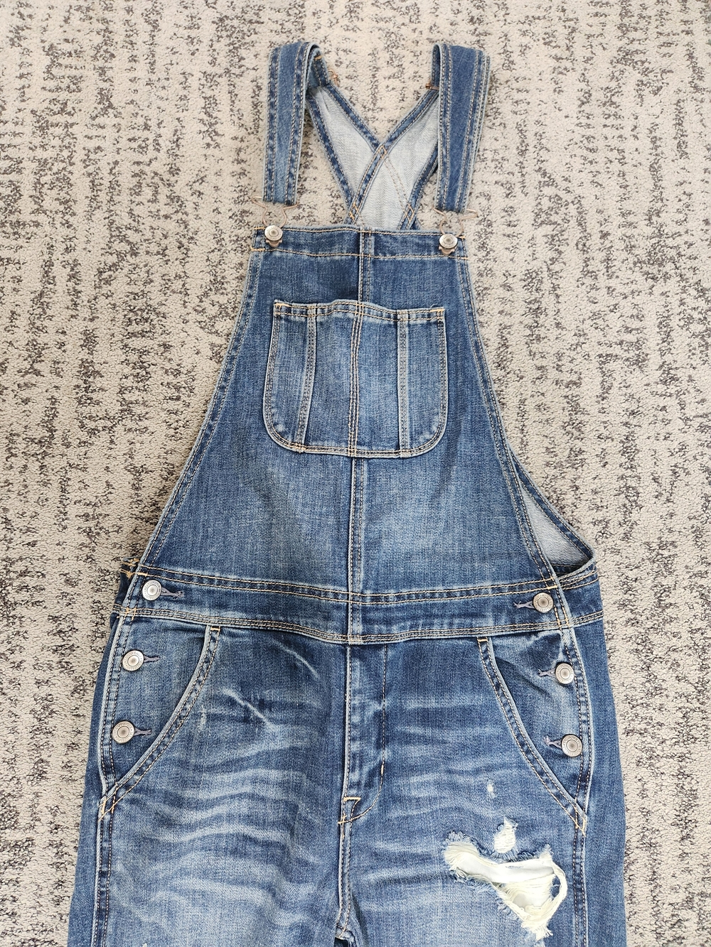 American Eagle Outfitters Distressed Blue Denim Overalls - Picture 2 of 6